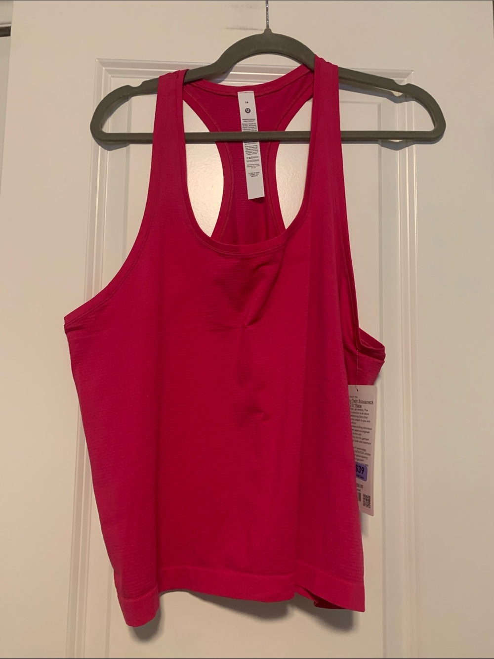 lululemon athletica Hot Pink Swiftly Racerback Tank 2.0, Race, Sz 14, NWT